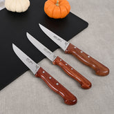 3 Parça Gül Ağacı Kabzalı Mutfak Bıçak Seti Günlük Kullanım