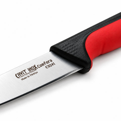 Cavit Inox COMFORA C0241 Sebze Bıçağı 12 cm, kırmızı siyah kaymaz saplı paslanmaz çelik bıçak - görsel 2