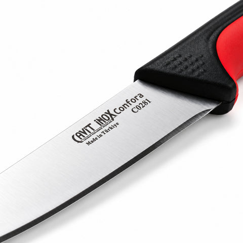 Cavit Inox COMFORA C0281 Sebze ve Ekmek Bıçağı 13 cm, kırmızı siyah kaymaz saplı paslanmaz çelik bıçak - görsel 2