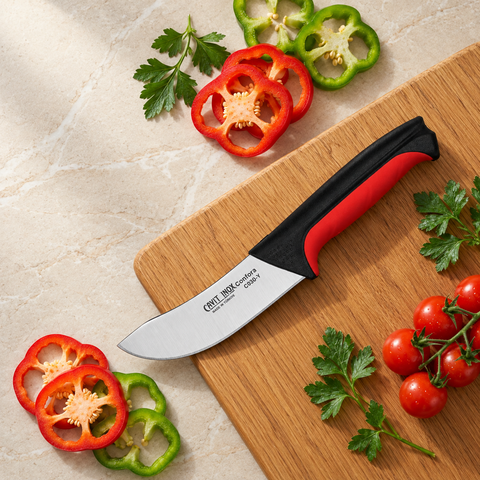 Cavit Inox COMFORA C0320Y Yüzme Bıçağı 11,5 cm, kırmızı siyah kaymaz saplı paslanmaz çelik bıçak - görsel 3
