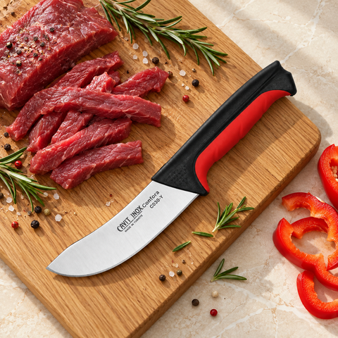 Cavit Inox COMFORA C0320Y Yüzme Bıçağı 11,5 cm, kırmızı siyah kaymaz saplı paslanmaz çelik bıçak - görsel 7