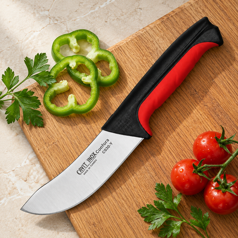 Cavit Inox COMFORA C0320Y Yüzme Bıçağı 11,5 cm, kırmızı siyah kaymaz saplı paslanmaz çelik bıçak - görsel 5