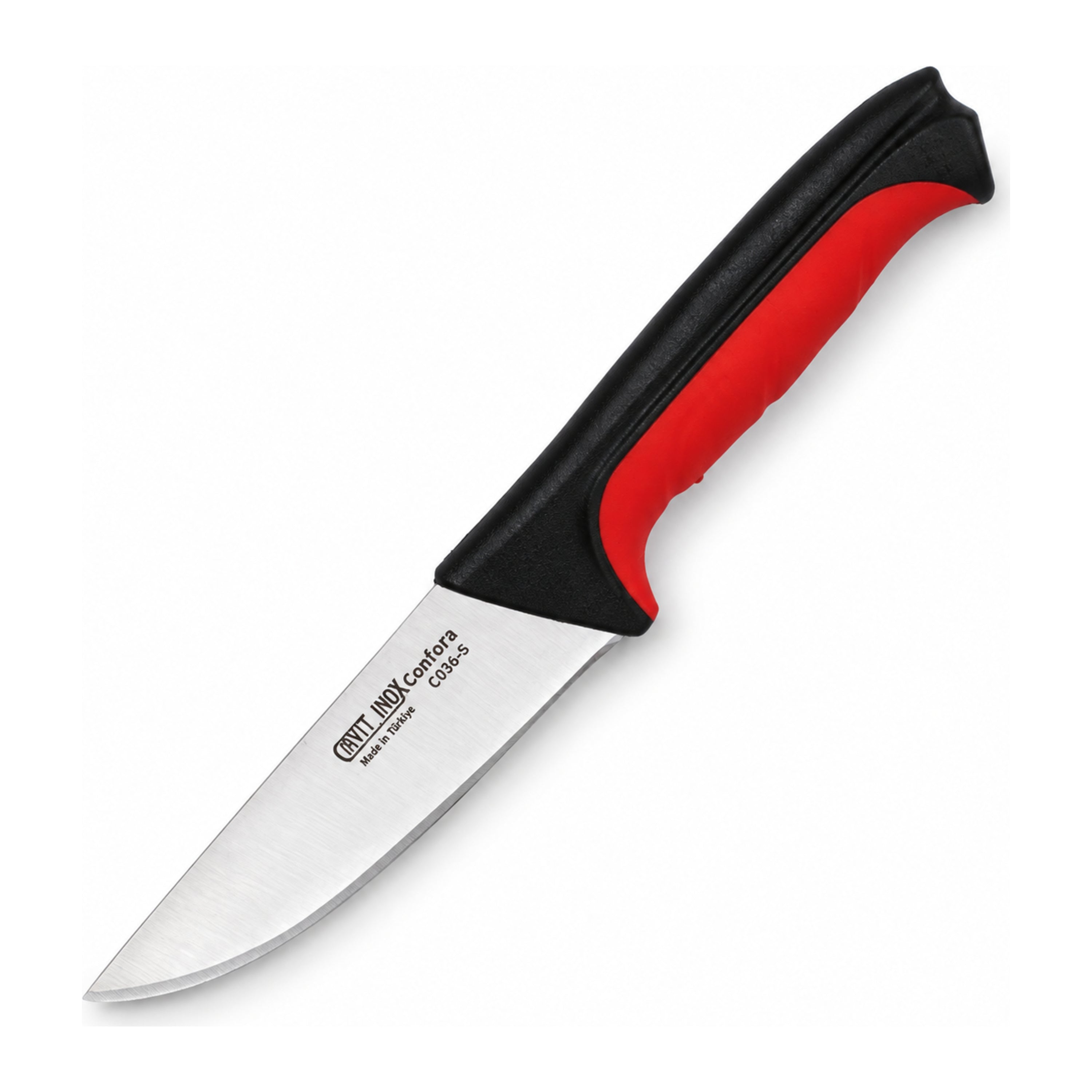 Cavit Inox COMFORA C036-S Et Bıçağı 10 cm, kırmızı siyah kaymaz saplı paslanmaz çelik bıçak