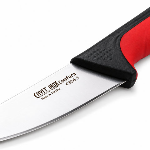 Cavit Inox COMFORA C036-S Et Bıçağı 10 cm, kırmızı siyah kaymaz saplı paslanmaz çelik bıçak - görsel 2