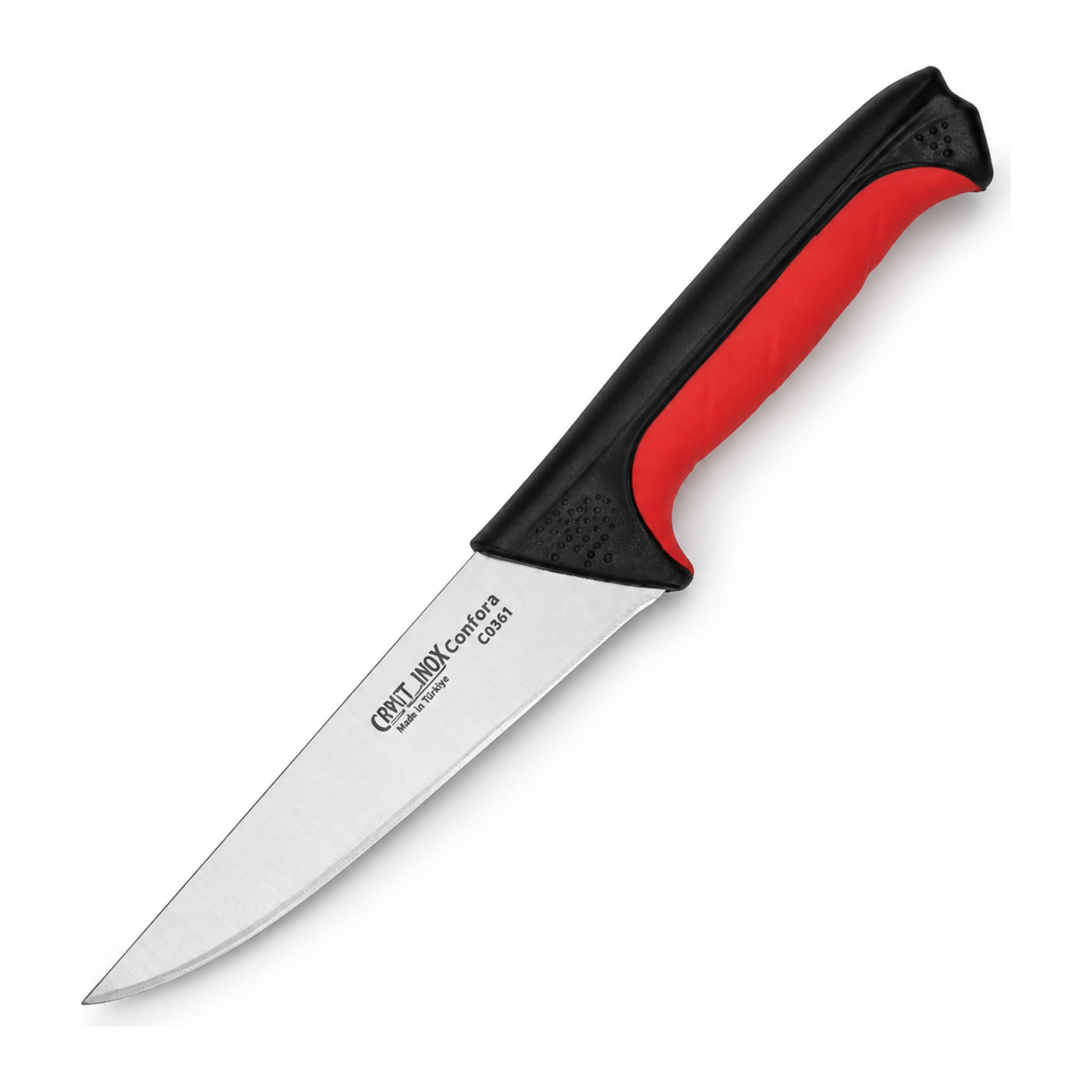 Cavit Inox COMFORA C0361 Et Bıçağı 14,5 cm, kırmızı siyah kaymaz saplı paslanmaz çelik bıçak