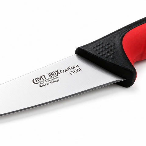 Cavit Inox COMFORA C0361 Et Bıçağı 14,5 cm, kırmızı siyah kaymaz saplı paslanmaz çelik bıçak - görsel 2