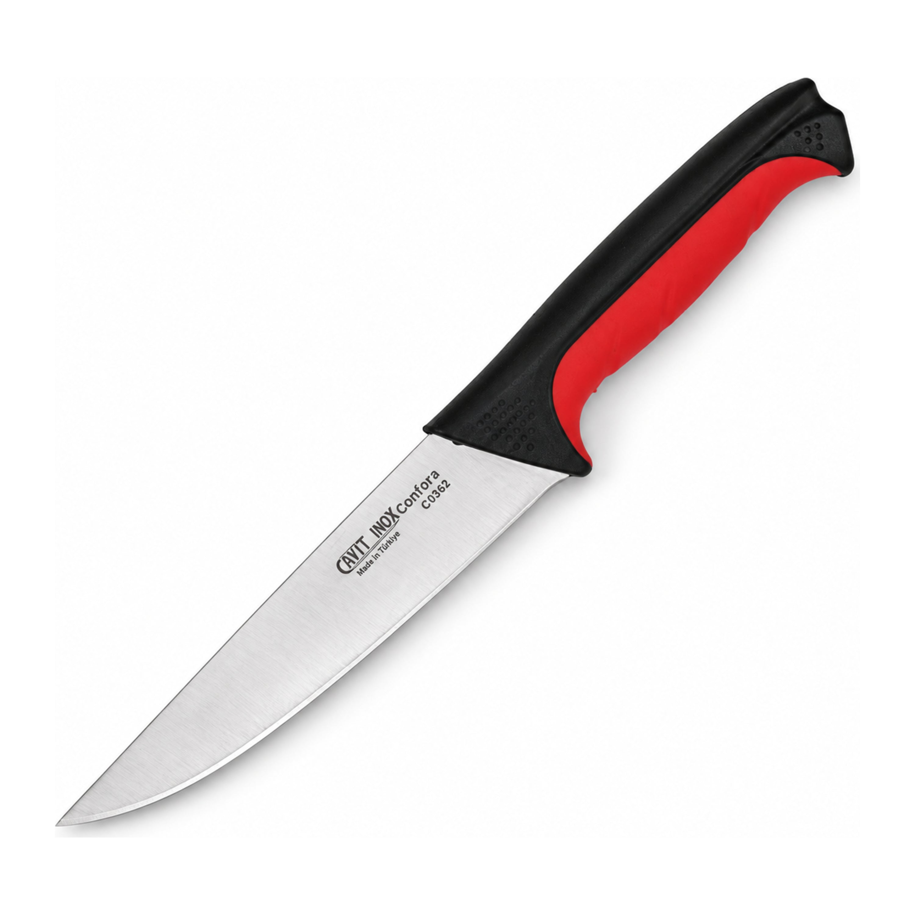 Cavit Inox COMFORA C0362 Et Bıçağı 16,5 cm, kırmızı siyah kaymaz saplı paslanmaz çelik bıçak