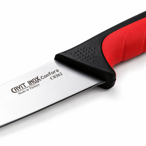 Cavit Inox COMFORA C0362 Et Bıçağı 16,5 cm, kırmızı siyah kaymaz saplı paslanmaz çelik bıçak - görsel 2