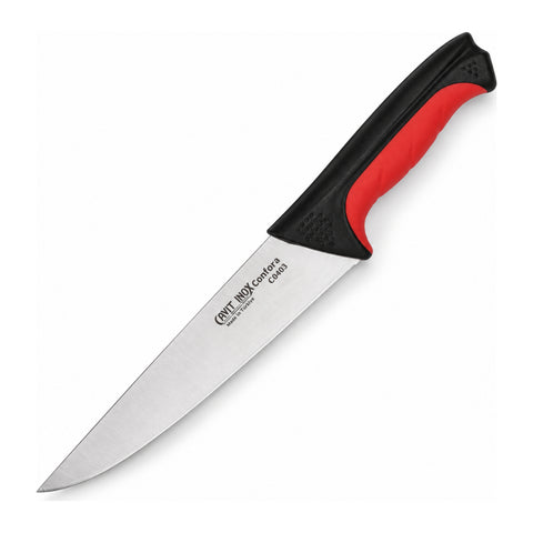 Cavit Inox COMFORA C0403 Et Bıçağı 18,5 cm, kırmızı siyah kaymaz saplı paslanmaz çelik bıçak
