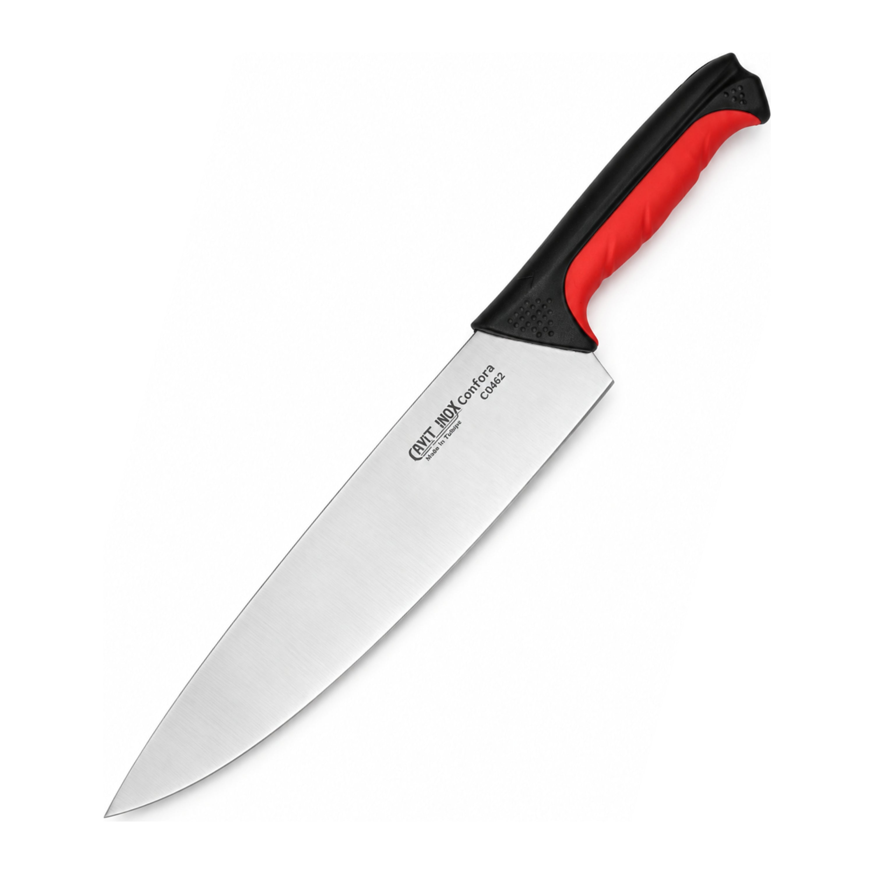Cavit Inox COMFORA C0462 Şef Bıçağı 20 cm, kırmızı siyah kaymaz saplı paslanmaz çelik bıçak