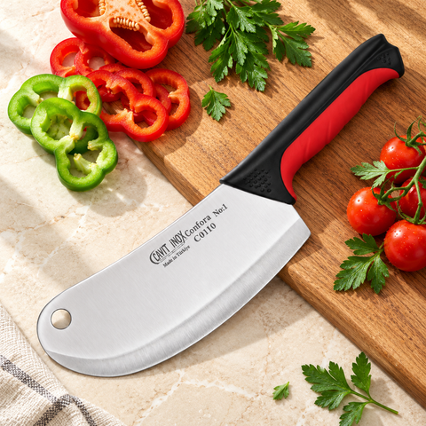 Cavit Inox COMFORA C0110 Salata ve Soğan Satırı 16 cm, kırmızı siyah kaymaz saplı paslanmaz çelik bıçak - görsel 3