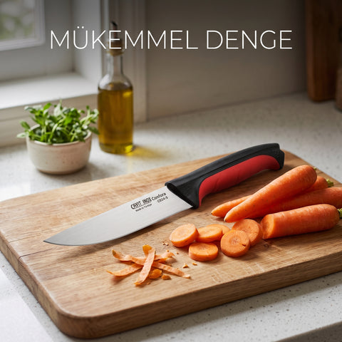 Cavit Inox COMFORA C024-S Sebze Bıçağı 10 cm, kırmızı siyah kaymaz saplı paslanmaz çelik bıçak - görsel 5