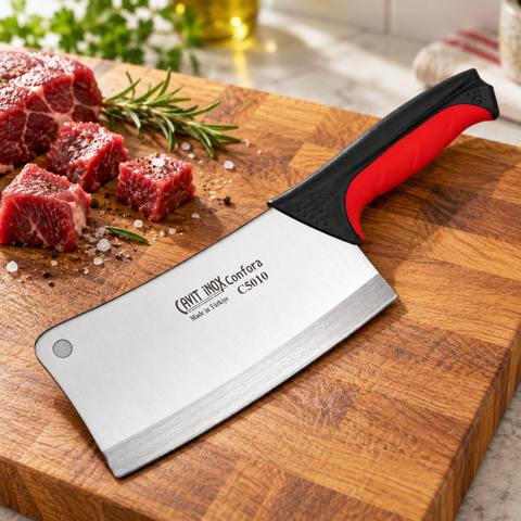 Cavit Inox COMFORA C5010 Et Satırı 16 cm, kırmızı siyah kaymaz saplı paslanmaz çelik bıçak - görsel 4