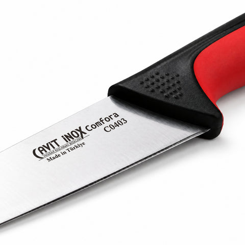 Cavit Inox COMFORA C0403 Et Bıçağı 18,5 cm, kırmızı siyah kaymaz saplı paslanmaz çelik bıçak - görsel 2